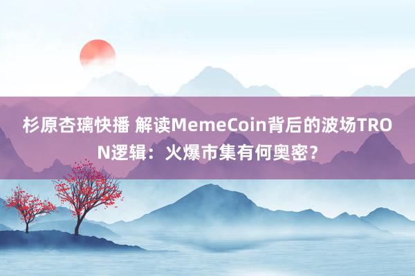 杉原杏璃快播 解读MemeCoin背后的波场TRON逻辑：火爆市集有何奥密？