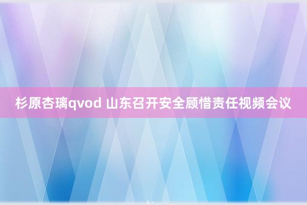 杉原杏璃qvod 山东召开安全顾惜责任视频会议