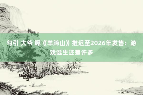 勾引 大爷 曝《羊蹄山》推迟至2026年发售：游戏诞生还差许多