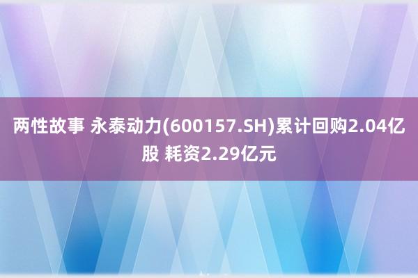 两性故事 永泰动力(600157.SH)累计回购2.04亿股 耗资2.29亿元