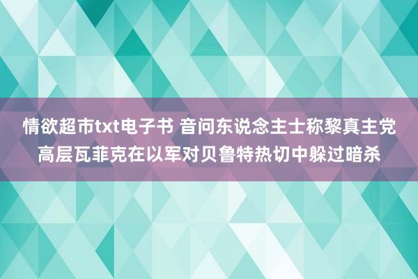 情欲超市txt电子书 音问东说念主士称黎真主党高层瓦菲克在以军对贝鲁特热切中躲过暗杀