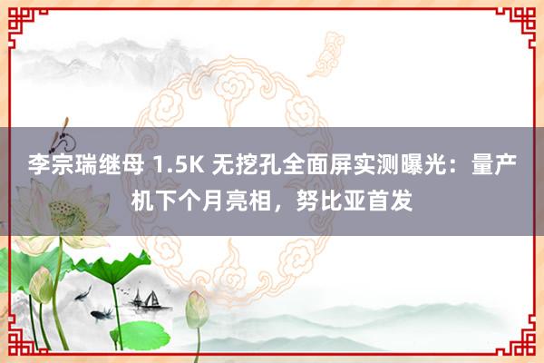 李宗瑞继母 1.5K 无挖孔全面屏实测曝光：量产机下个月亮相，努比亚首发