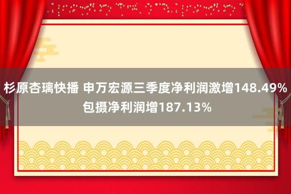 杉原杏璃快播 申万宏源三季度净利润激增148.49% 包摄净利润增187.13%