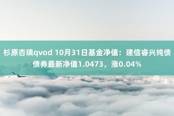 杉原杏璃qvod 10月31日基金净值：建信睿兴纯债债券最新净值1.0473，涨0.04%