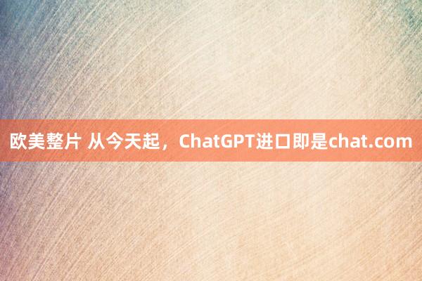 欧美整片 从今天起，ChatGPT进口即是chat.com