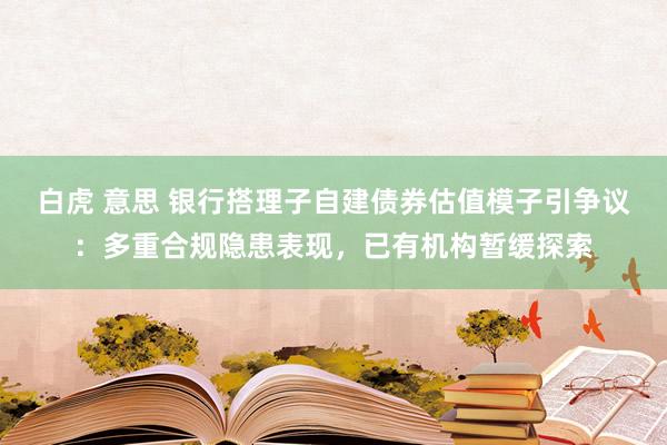 白虎 意思 银行搭理子自建债券估值模子引争议：多重合规隐患表现，已有机构暂缓探索