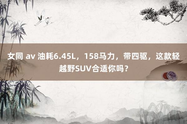 女同 av 油耗6.45L，158马力，带四驱，这款轻越野SUV合适你吗？