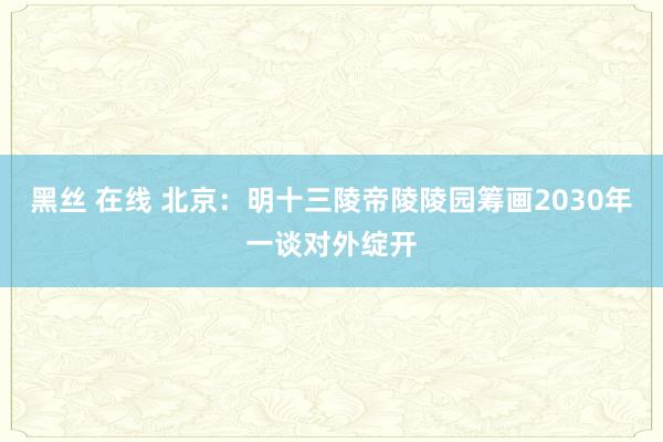 黑丝 在线 北京：明十三陵帝陵陵园筹画2030年一谈对外绽开