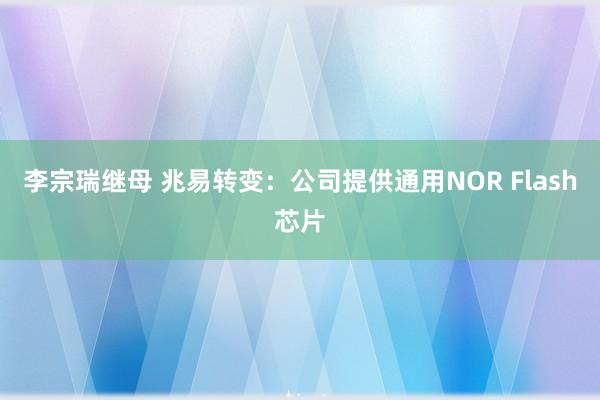 李宗瑞继母 兆易转变：公司提供通用NOR Flash芯片