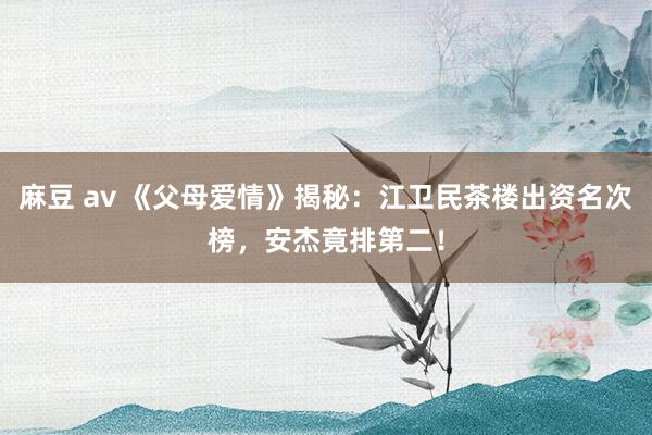 麻豆 av 《父母爱情》揭秘：江卫民茶楼出资名次榜，安杰竟排第二！