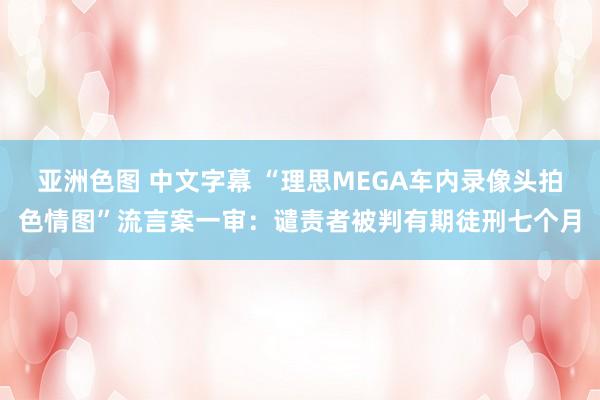 亚洲色图 中文字幕 “理思MEGA车内录像头拍色情图”流言案一审：谴责者被判有期徒刑七个月