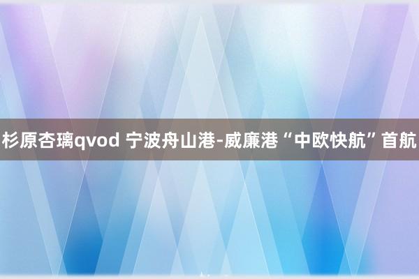 杉原杏璃qvod 宁波舟山港-威廉港“中欧快航”首航