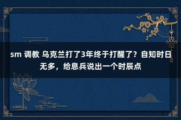 sm 调教 乌克兰打了3年终于打醒了？自知时日无多，给息兵说出一个时辰点