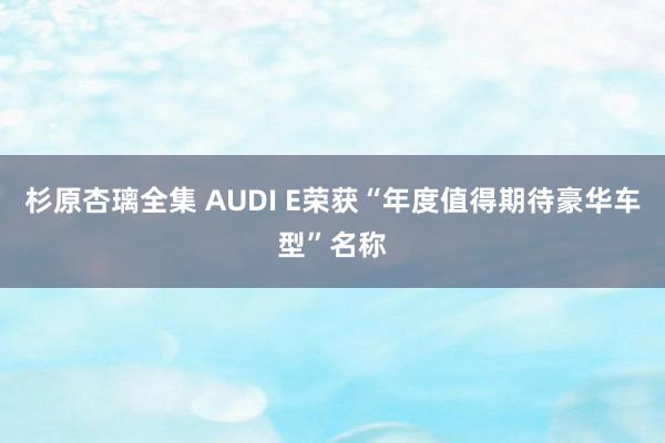 杉原杏璃全集 AUDI E荣获“年度值得期待豪华车型”名称