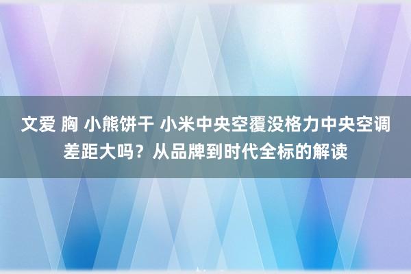 文爱 胸 小熊饼干 小米中央空覆没格力中央空调差距大吗？从品牌到时代全标的解读