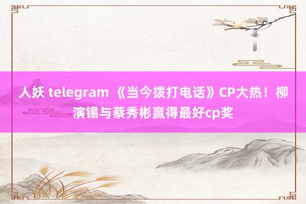 人妖 telegram 《当今拨打电话》CP大热！柳演锡与蔡秀彬赢得最好cp奖