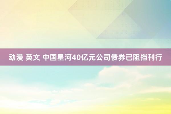 动漫 英文 中国星河40亿元公司债券已阻挡刊行