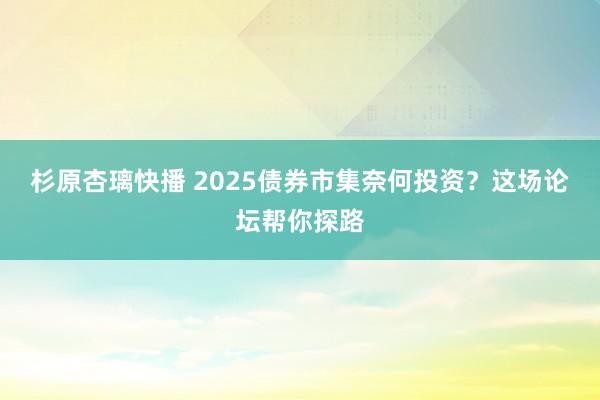 杉原杏璃快播 2025债券市集奈何投资？这场论坛帮你探路