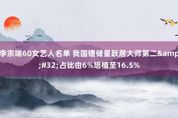 李宗瑞60女艺人名单 我国锂储量跃居大师第二&#32;占比由6%培植至16.5%